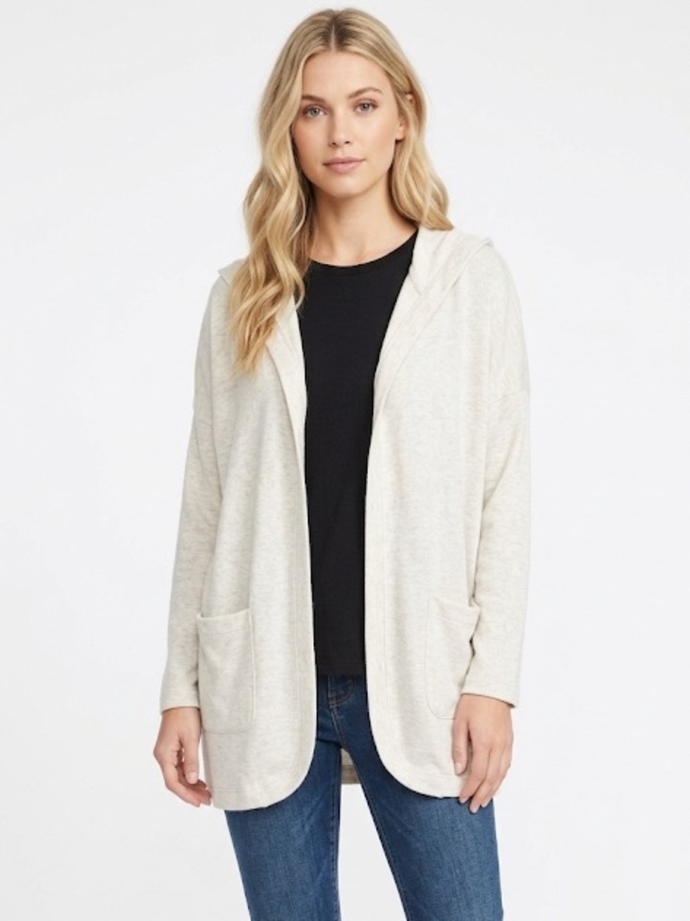 Pretty Rebel cream color hooded cozy cardigan with pockets size medium